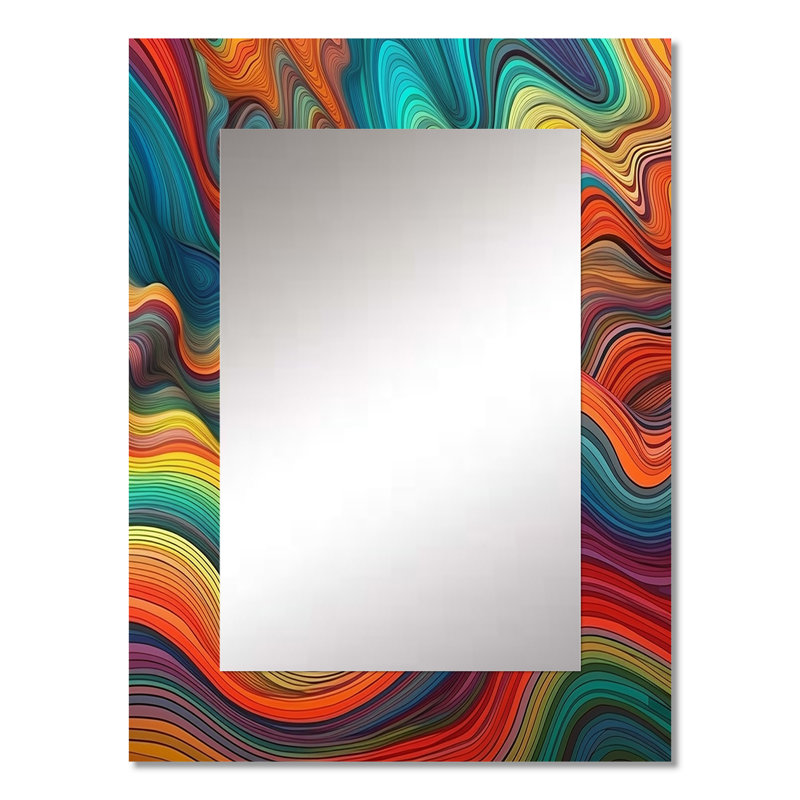 Exploring The Depths Of Orange Marble III - Geometric Decorative Mirror, Modern Wall Mirror, Printed Metal Art, 32" x 24"