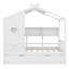 Lit en bois en forme de maison avec lit gigogne et tablettes de rangement-131146375-131146377