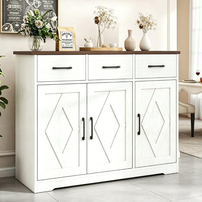Armoire de rangement de buffet, armoire de rangement multifonctionnelle de grande capacité pour buffet de style campagnard moderne