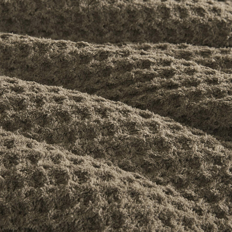 Édredon très grand - chenille en tricot gaufré brun, 100%, 2 taies décoratives, lavable à la machine, doublure en chenille et tissu chaud