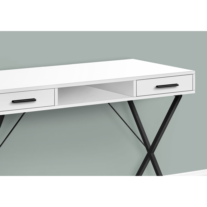Bureau d'ordinateur, bureau personnel, ordinateur portable, installation à gauche, à droite, tiroirs de rangement, L 42 po, travail, métal stratifié, contemporain, moderne