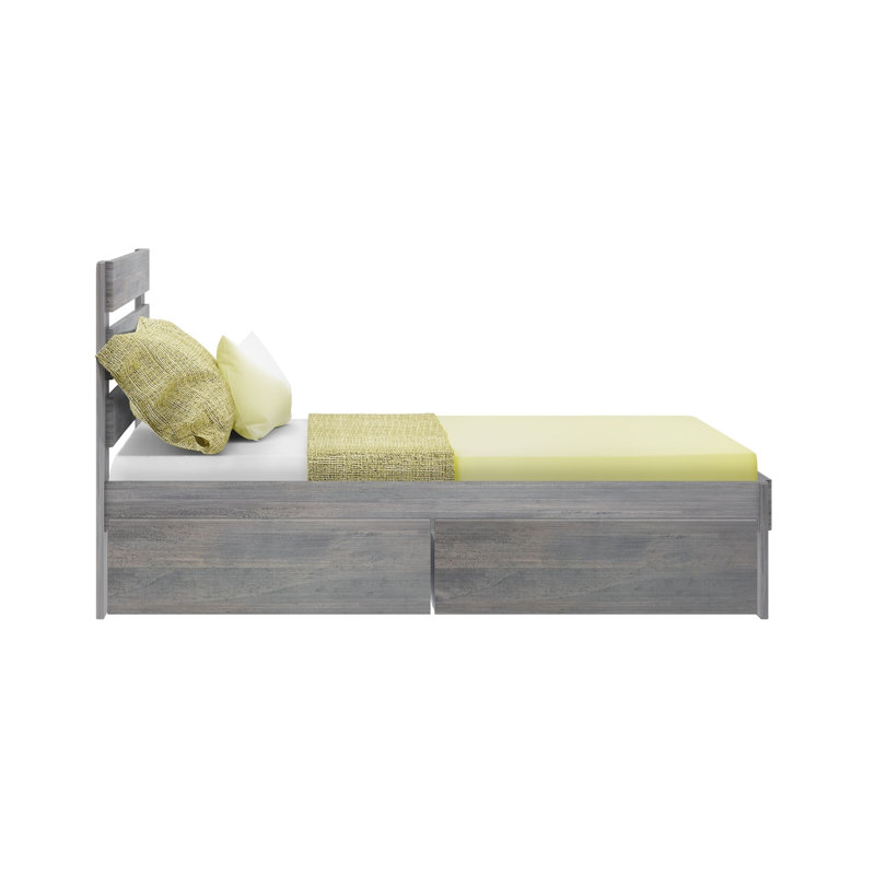 Lit plateforme 2 tiroirs Decimus, Double, Bois flottant