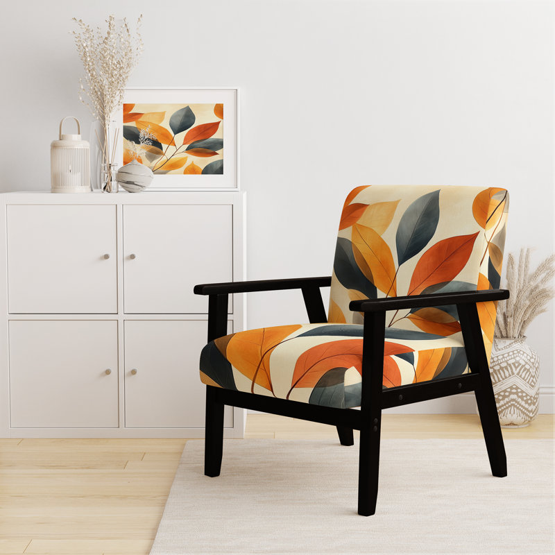 Chaise d'appoint Leaves - Fauteuil Ficus III Earth Tone, Black Square Arms