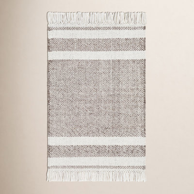 Bretson Hand-Woven Taupe Striped Rug