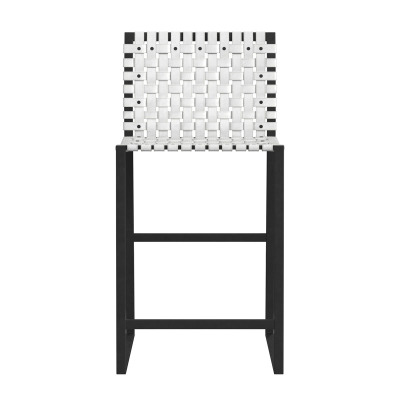Butler Urban Brown Woven Leather Bar Stool, White/Black, Counter Stool (25" Seat Height)