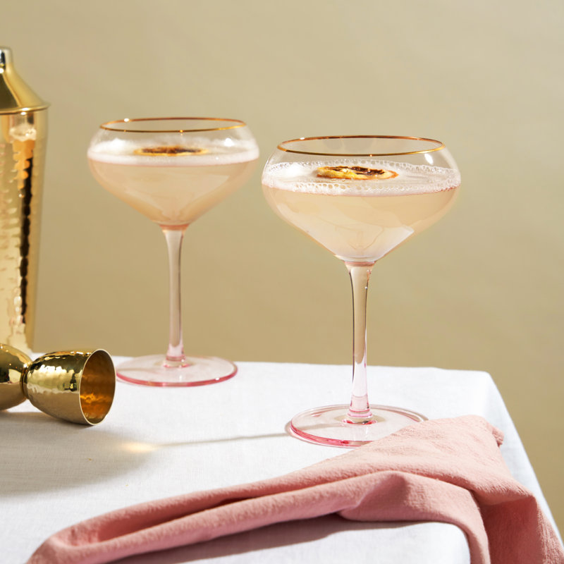 Verres en cristal rose, ensemble de 2