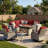 10-Piece Outdoor Patio Sectional Conversation Set With Fire Pit Table And Swivel Rocker Chairs-1864721394