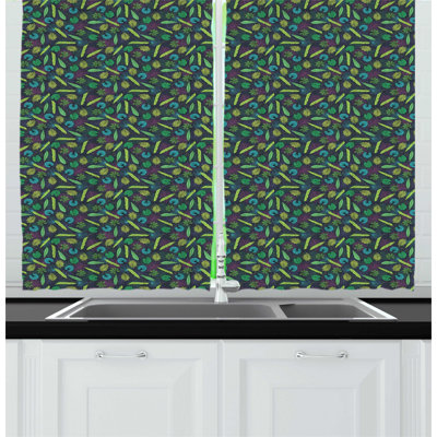 Green/Blue Kitchen Curtain
