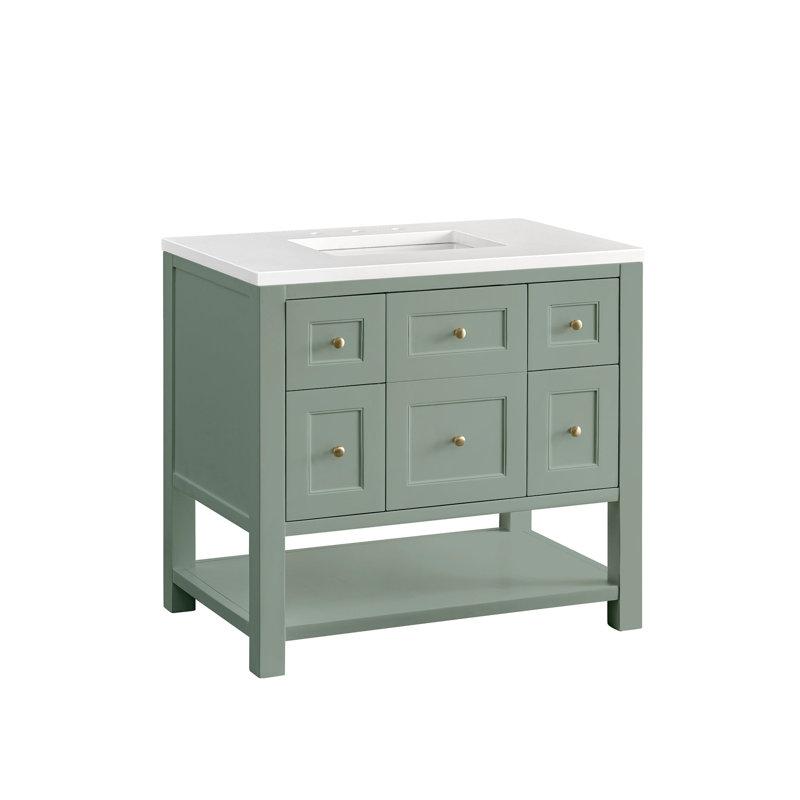 Breckenridge 36'' W Single Vanity, White Zeus, Smokey Celadon, 8" Widespread