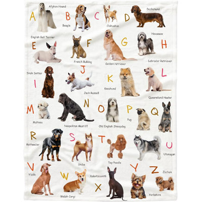 Couverture pour chien avec imprimé alphabet, jeté en flanelle à imprimé patte teckel personnalisé, très petit 60 po x 80 po pour animal de compagnie