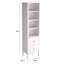 Bibliothèque moderne scandinave, blanc et bois, 31,5 po x 70,9 po x 13,8 po | 100% carton gris avec structure en panneau de fibres à densité moyenne, épaisseur de 0,71 pouce | Fixation murale, tablettes multiples, poignée en métal | Rangement élégant pour la maison et le bureau