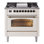 Cuisinière à double combustible 36 pouces avec 6 brûleurs, plaque chauffante (porte vitrée) ILVE Nostalgie II Series