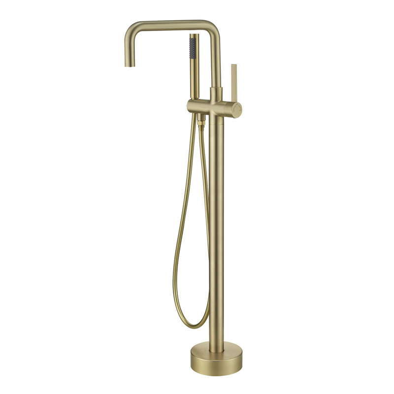 40.94"Freestanding Bathtub Faucet Tub Filler, Floor Mount Bathroom Faucets with Hand Shower, Brushed Gold