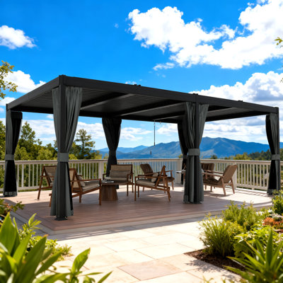 12Ft x 20Ft Outdoor Pergola, Louvered Pergola, Metal Pergola for Patio, Backyard, Pool party