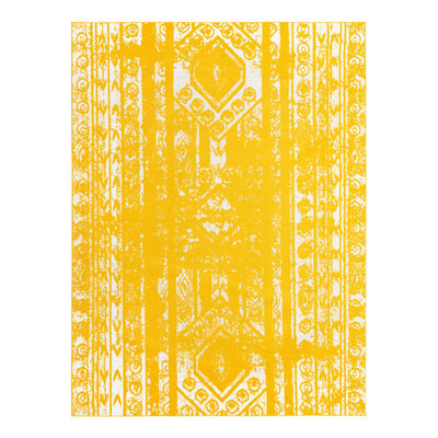 Tapis en polypropylène tissé à la machine Gurule - jaune / blanc