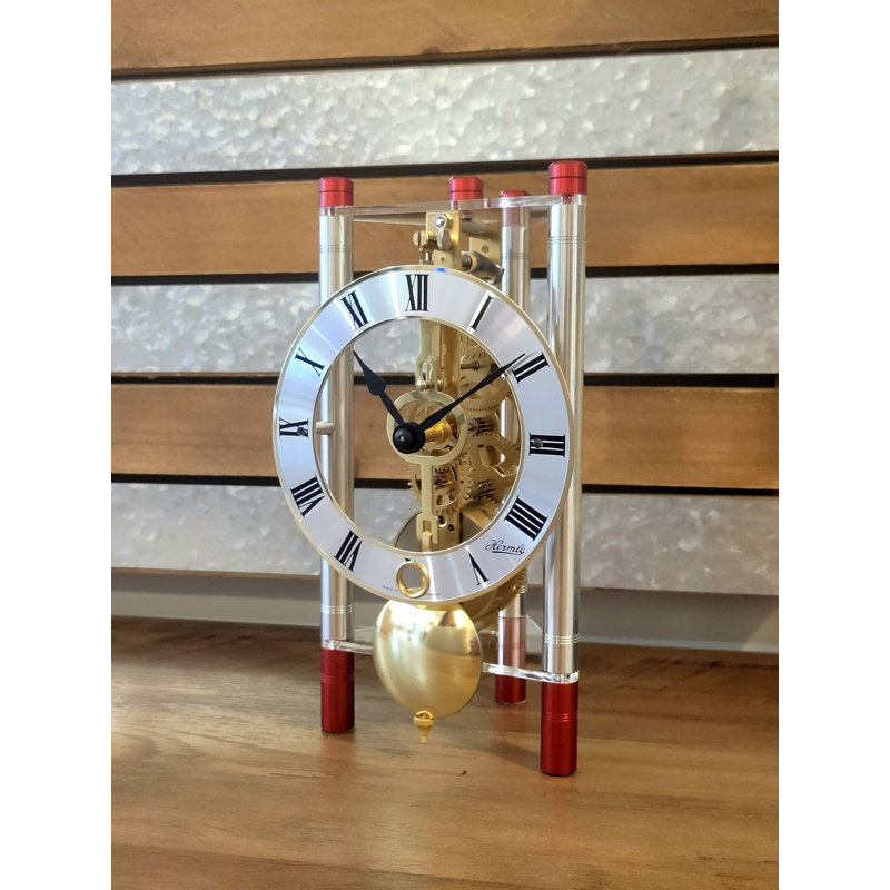 Roman Numeral Metal Mechanical Tabletop Clock in Silver