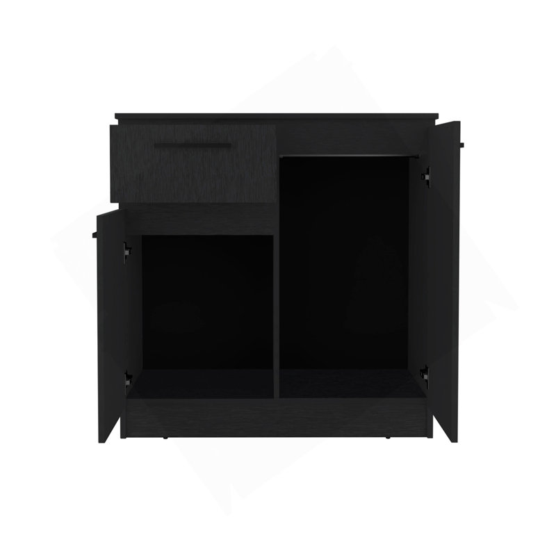 Dresser With 2-Door And Single Drawer, Black