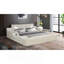 Grand lit multifonctionnel intelligent en bois et similicuir beige