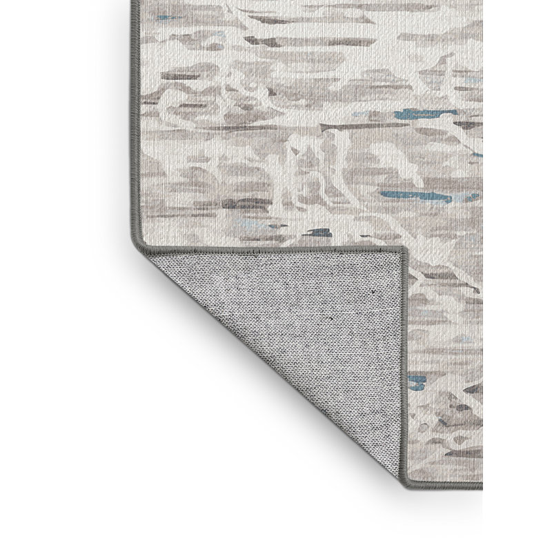 Machine Washable Gray Area Rug, Rectangle 3' x 5'