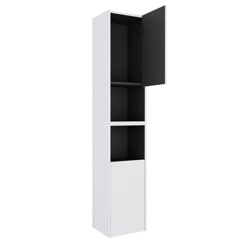 Armoire latérale de salle de bain 12 po, 2 portes à fermeture douce, fixation flottante, 12 * 2 (emballage KD), Blanc