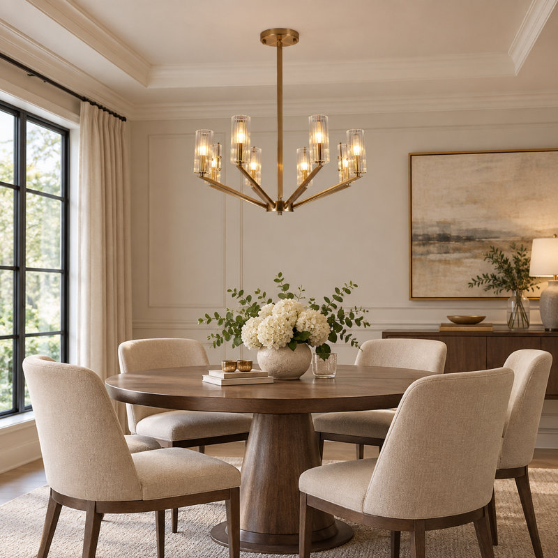 Lustre transitionnel en cuivre 8 lumières
