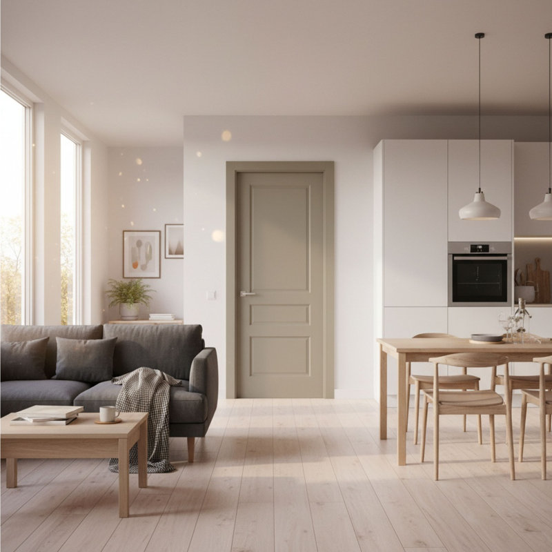 Portes Milette - 3 panneaux |Colonial avec apprêt blanc | Porte intérieure pleine | Conçu et fabriqué au Canada