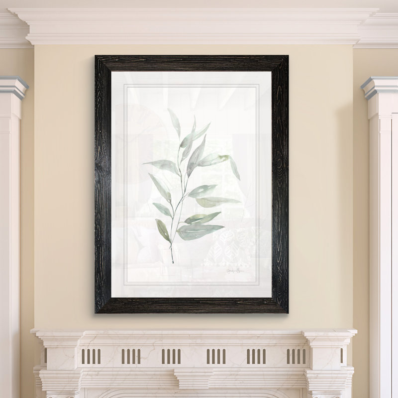 « ethereal eucalyptus ii »-impression du cadre sur verre, H 28 po x l 38 po x 1,25 po, Encadré imprimé ébène