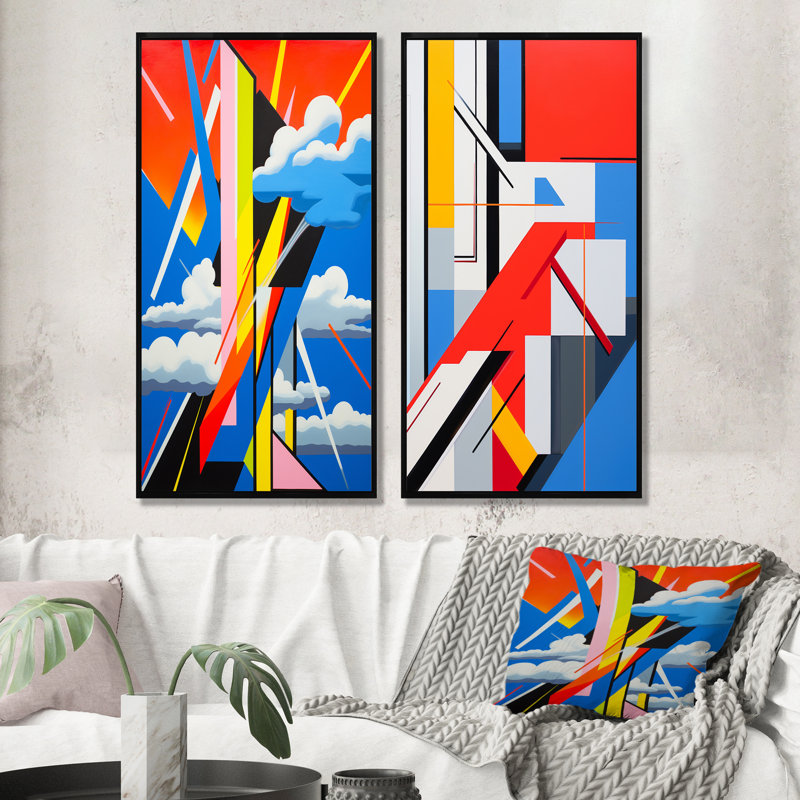 Ensemble de 2 décorations murales en forme de lumière, Cadre noir, H 40 po x l 41 po