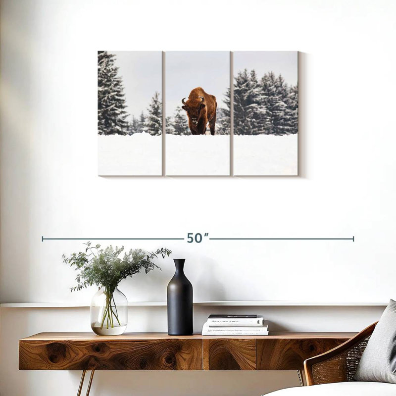Brampt Bison At Winter Fields, 20" H x 33" W