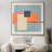 Color Block Design with Orange, Blue, and Cream Tones Extra Large Framed Wall Art Print Decor (Frame Assembly Required)-105075797