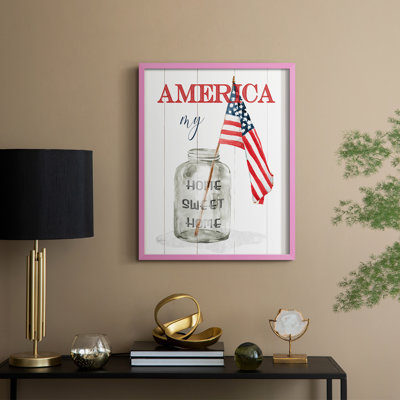«America My Home Sweet Home», reproduction encadrée - bois massif