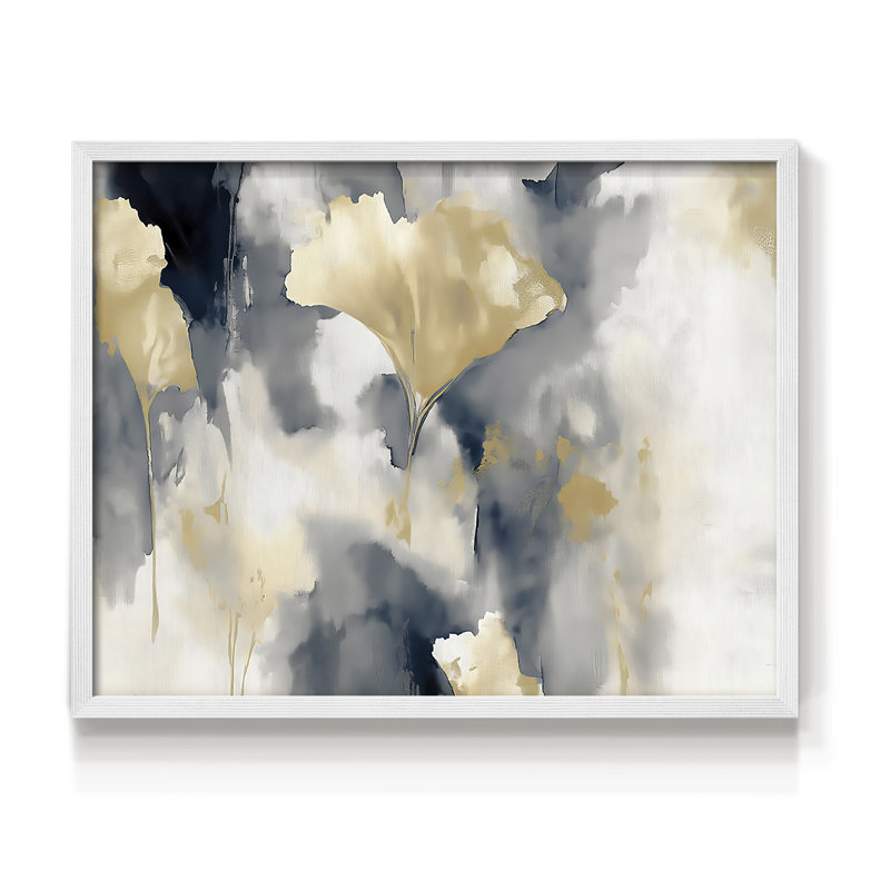 Série abstraite - CI - Reproduction encadrée - Restickable, Blanc, H 16 po x l 20 po