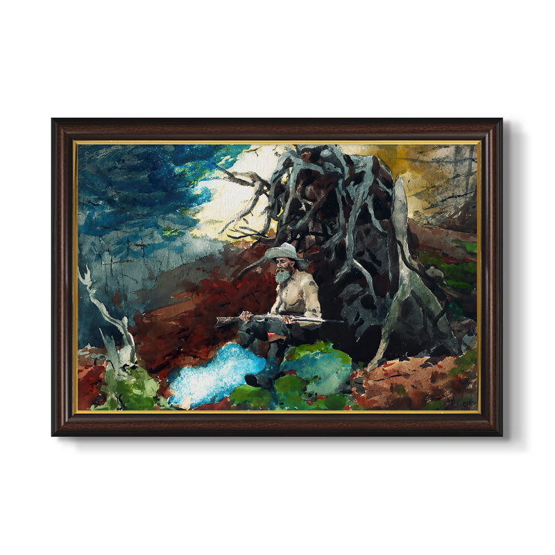Campfire, Adirondacks, 1892 - Winslow Homer - Toile encadrée sur mesure, 16x22 INNER SIZE, Framed Canvas, Walnut Gold Lip