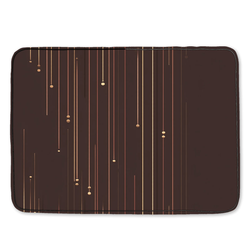 Lines Bath Mat Abstract Bathroom Decor Modern, Brown Geometric, Single - 34" L x 21" W