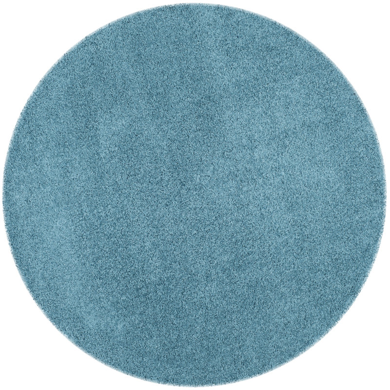Rizco Shag Performance Solid Color Rug, Round 6'7"