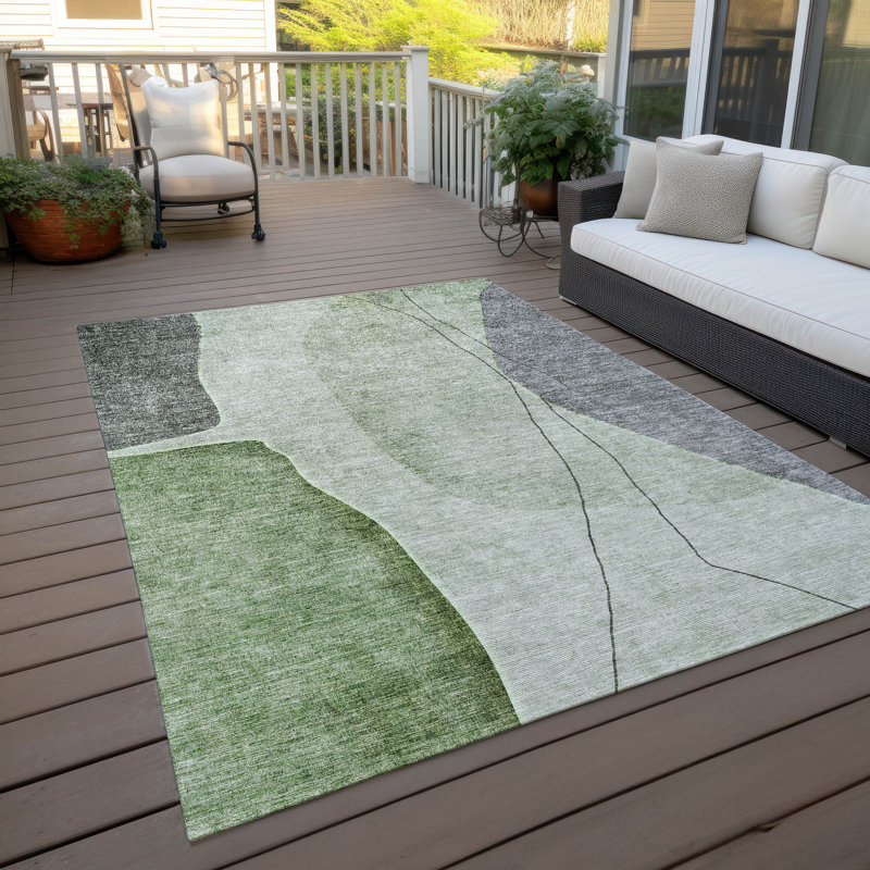 Tapis intérieur / extérieur Cherylleigh avec envers antidérapant, Rectangle de 10 pi x 14 pi