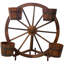 Boîte à fleurs en bois avec roue de chariot