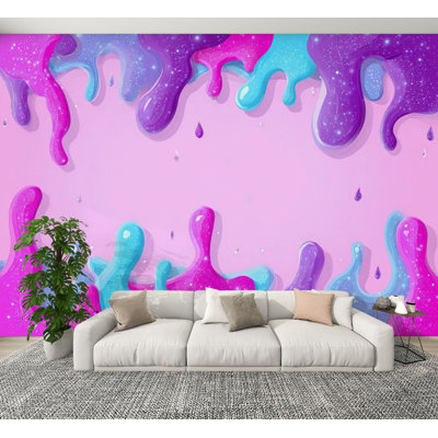 Papier peint adhésif peler et coller dégoulinant de rose, de couleurs girly lustrées, de rose et de mauve, papier peint amovible en PVC, H 100 po x l 144 po, pour chambre à coucher, bureau à domicile