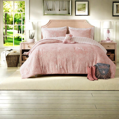 Ensemble de literie en microfibre pour grand lit Pink Western Cowgirl
