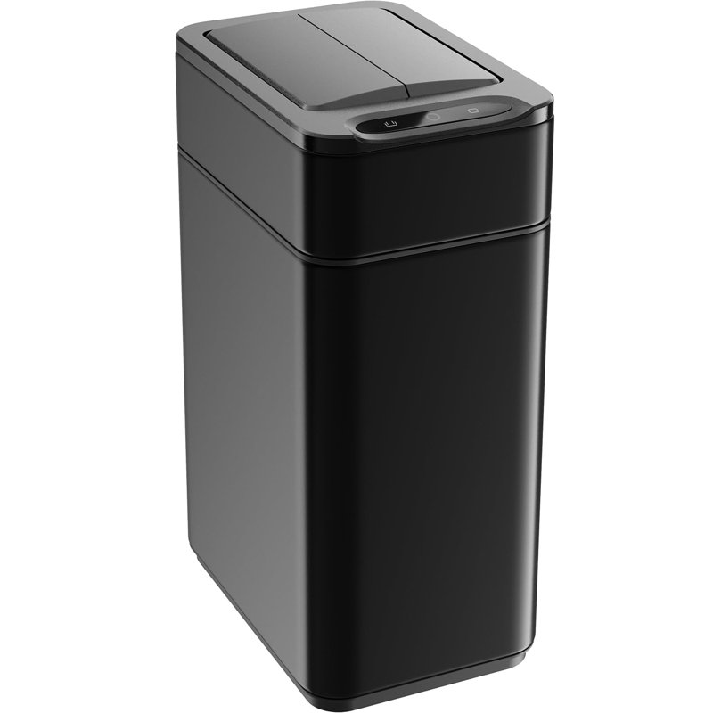 Black Matte Stainless Steel Touchless 2.4 Gallon Sensor Trash Can