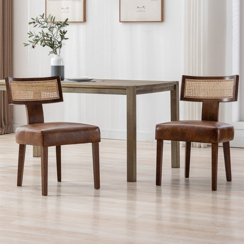 Chaises de salle à manger rembourrées Farhat, Bois, Brun