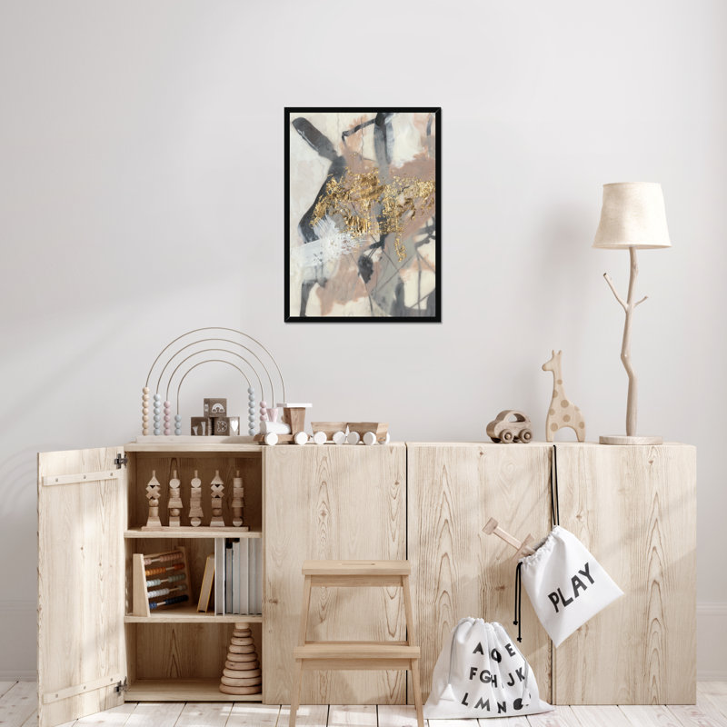 Golden Blush I by Jennifer Goldberger - Painting Print, Black Single Picture Framed Paper, 95cm H x 65cm W