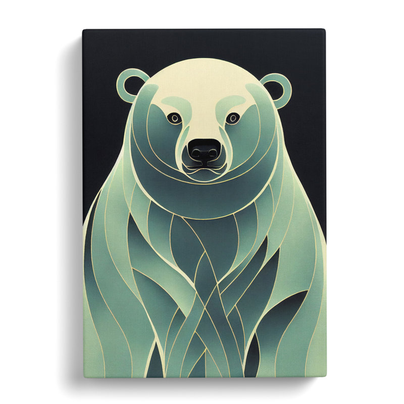 Tilden Polar Bear Nouveau - Wrapped Canvas, 50cm H x 35cm W x 3cm D