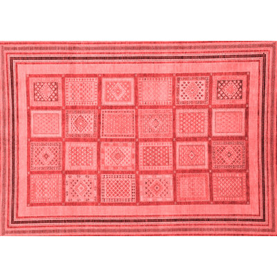 Tapis abstrait rouge tissé à la machine
