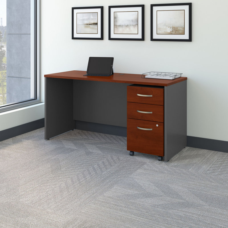 Bureau avec classeur mobile Series L 60 po x P 24 po, Cerisier hansen