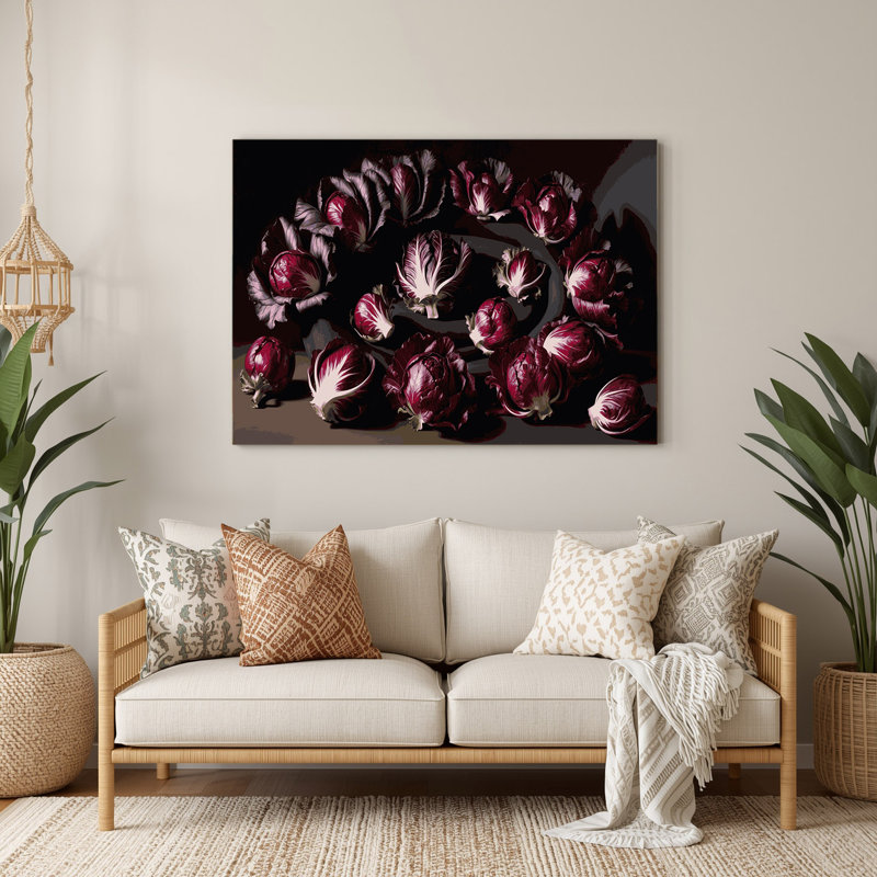 Légumes, art mural rouge en métal Radicchio, H 20 po x l 24 po