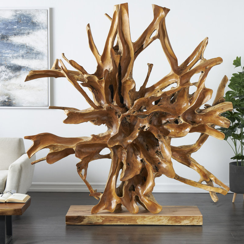 Sculpture de sol, Brun clair, H 81,5 po x l 82,5 po x P 15,5 po