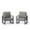 Ensemble de 2 fauteuils de patio en aluminium toutes saisons de 26,6 po avec coussins gris épais