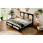 Grand lit plateforme en bois avec tête et pied de lit en rotin, noir et beige-1550146506-1550146505