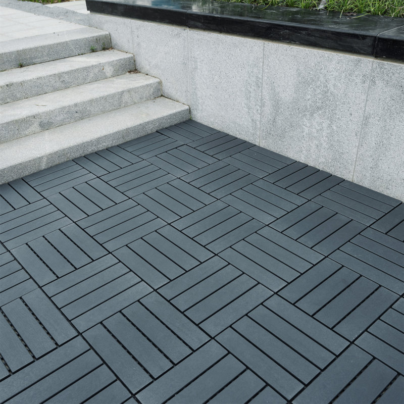 Carreaux de terrasse emboîtables en plastique 12 po x 12 po, Gris